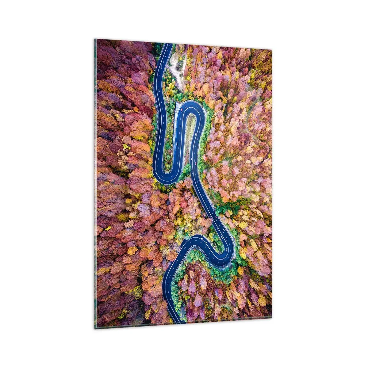 Tablou pe sticlă - Un drum șerpuit prin pădure - 80x120 cm