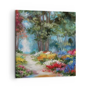 Tablou pe pânză - Grădină de pădure, pădure de flori - 50x50 cm