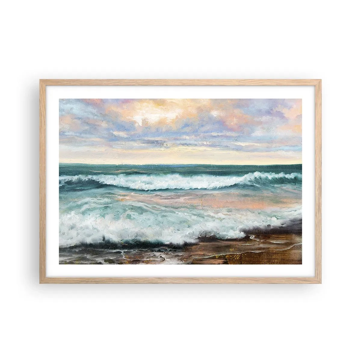 Poster în ramă de stejar deschis - Aici îți vei alina sufletul - 70x50 cm