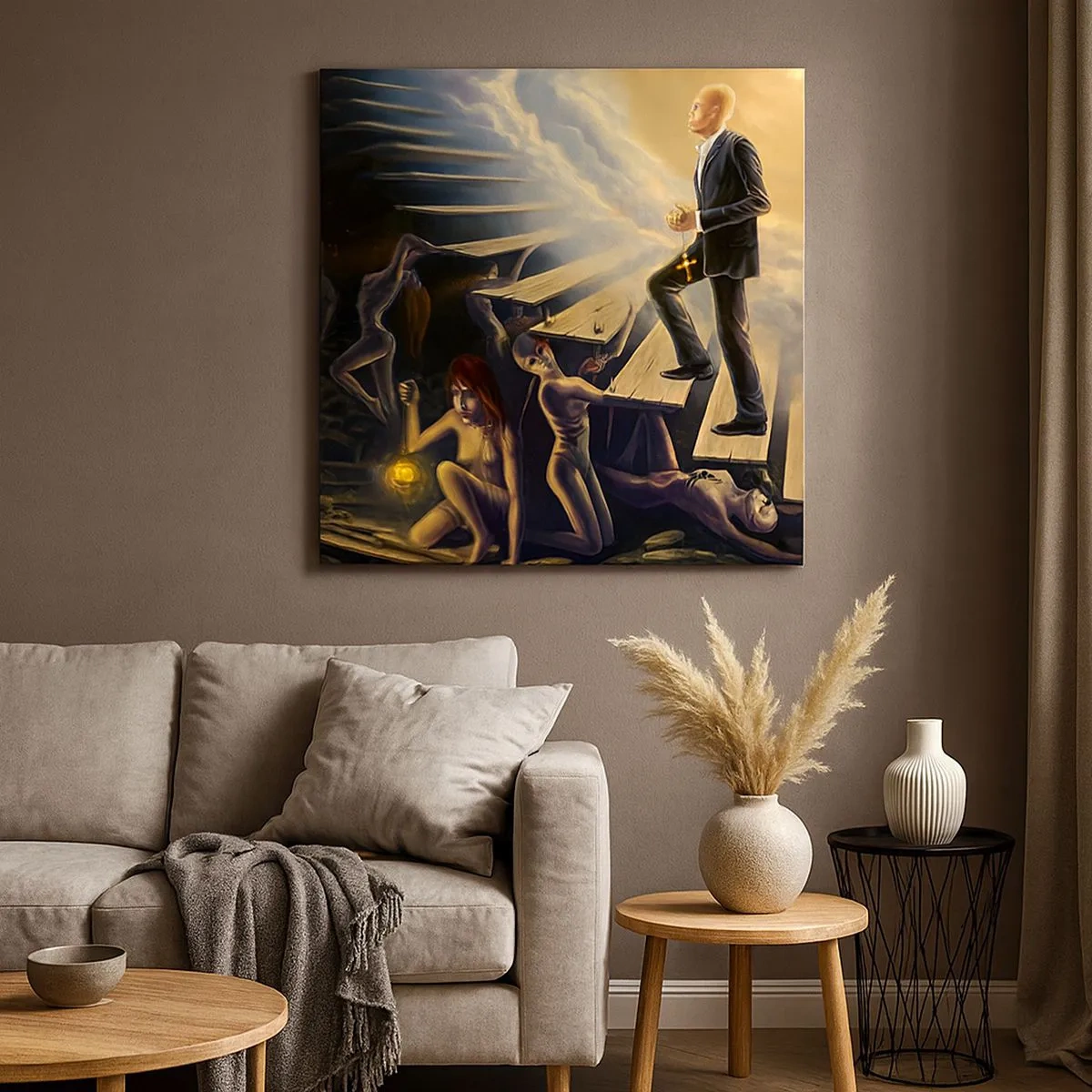 Tablou pe pânză - O călătorie dantescă spre lumină - 30x30 cm