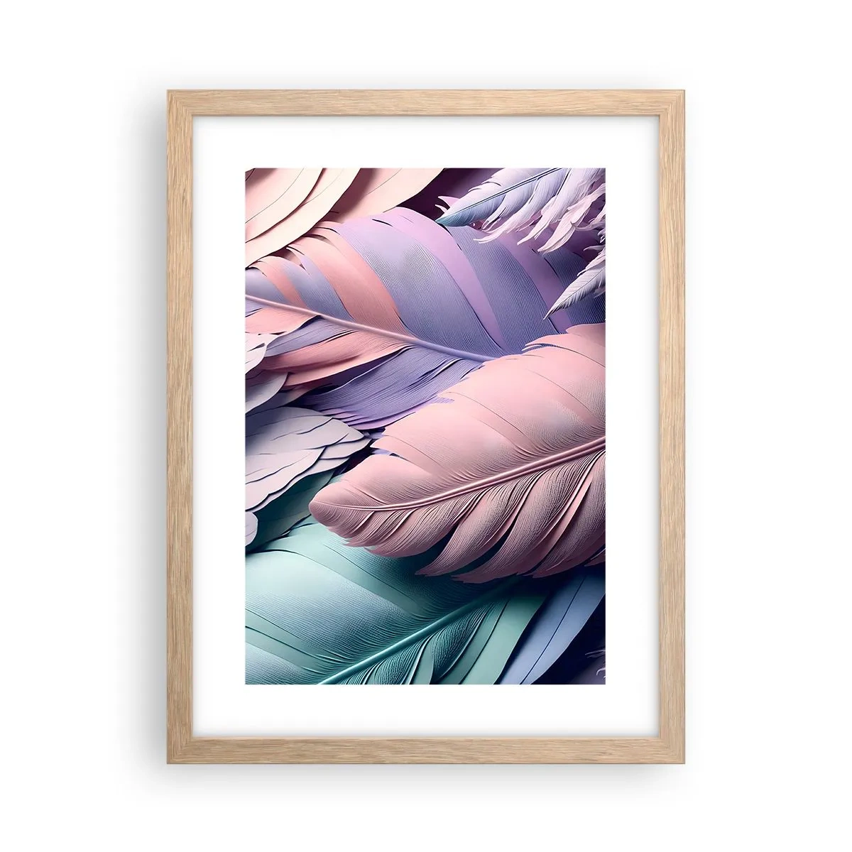 Poster în ramă de stejar deschis - Eleganța păsărilor - 30x40 cm