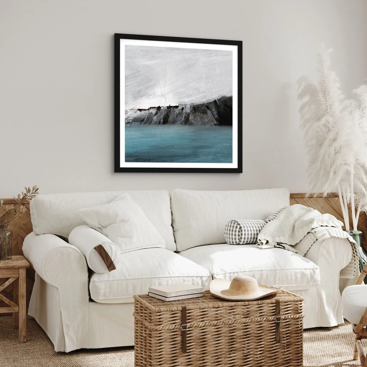 Poster în ramă neagră - Apă - pământ: lupta elementelor - 60x60 cm