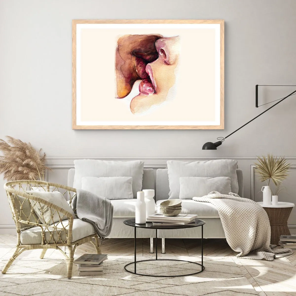 Poster în ramă de stejar deschis - Ca ziua și noaptea, ca cerul și pământul - 91x61 cm