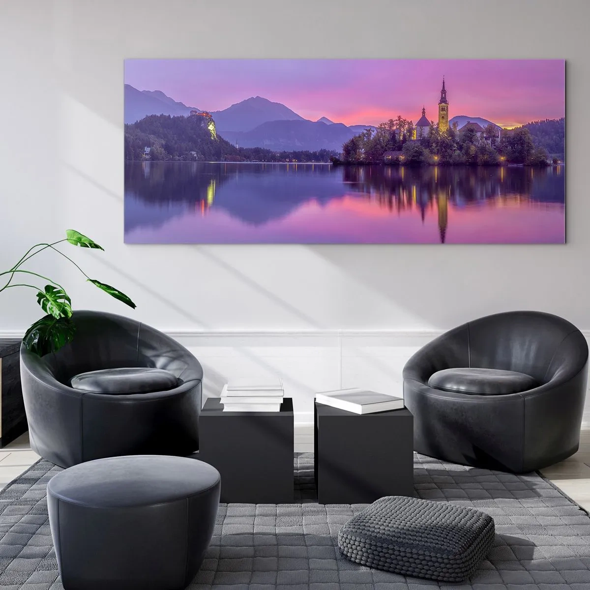Tablou pe sticlă - Insulă de basm la apus - 90x30 cm