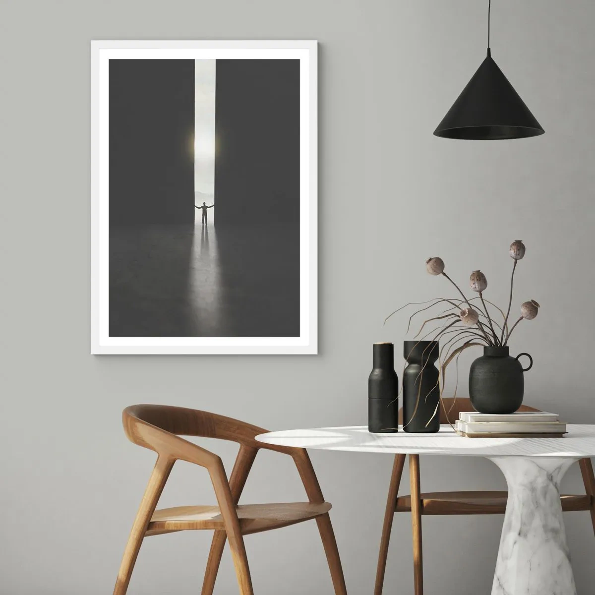 Poster în ramă albă - Un pas spre un viitor luminos - 61x91 cm