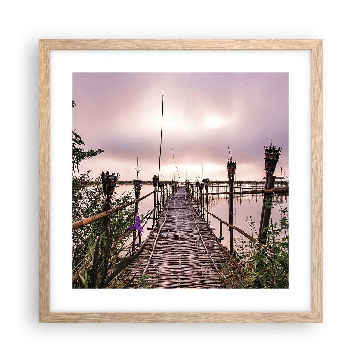 Poster în ramă de stejar deschis - Pacea și liniștea Asiei - 40x40 cm