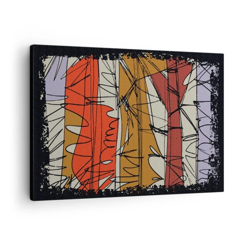 Tablou pe pânză Canvas - Compoziție abstractă în culori intense - 70x50cm - Compoziție spontană - Decorațiune modernă pentru perete pentru living și dormitor ARTTOR