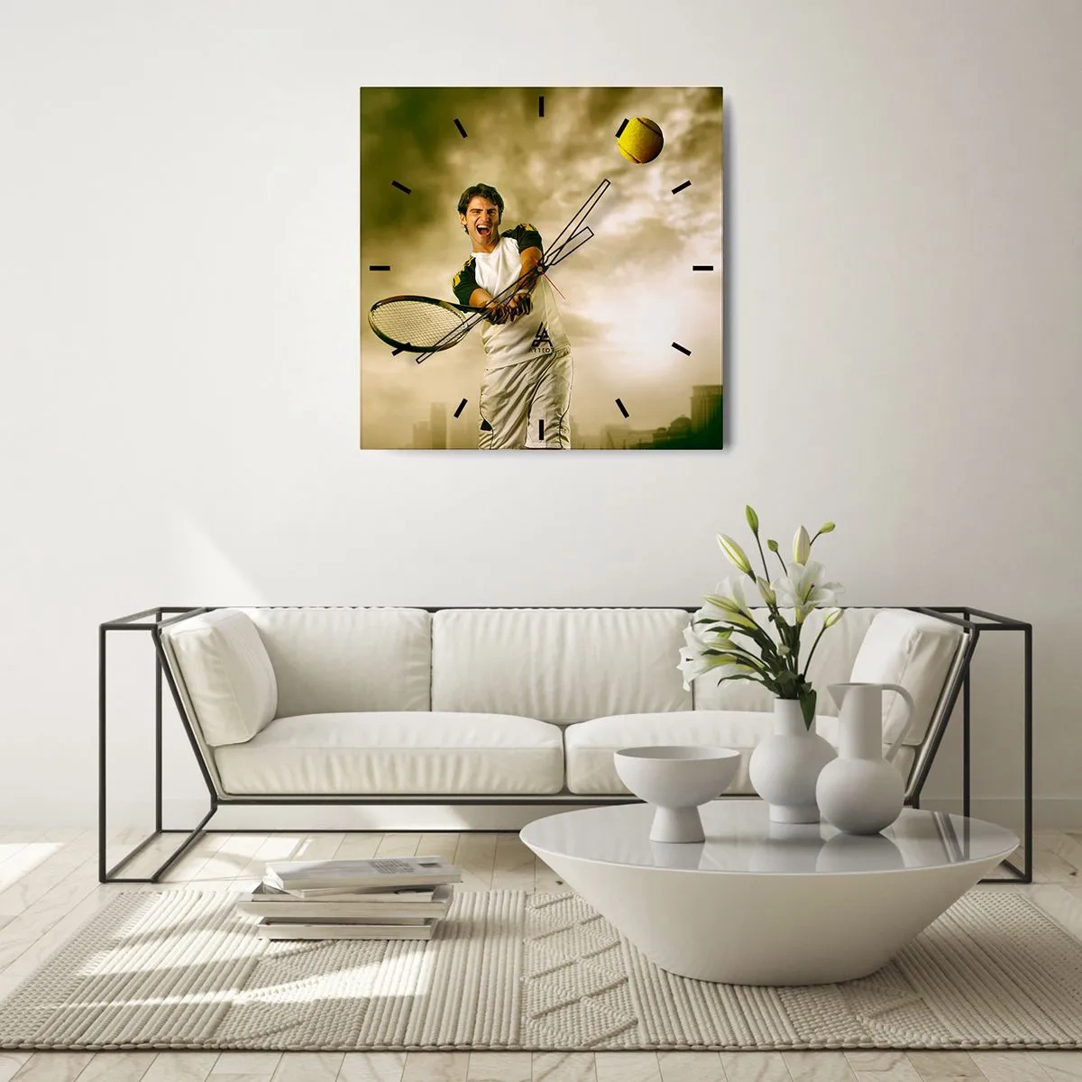 Ceas de perete - Ceas pe sticlă - Energie și bucurie - 40x40 cm