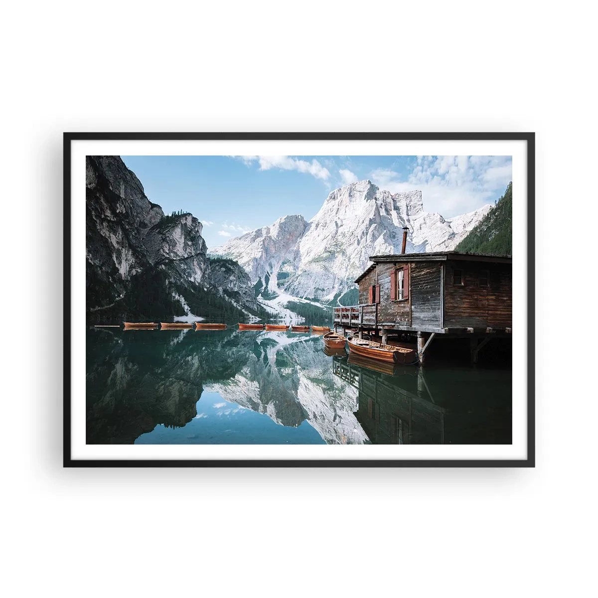 Poster în ramă neagră - Dimineață cristalină de munte - 100x70 cm