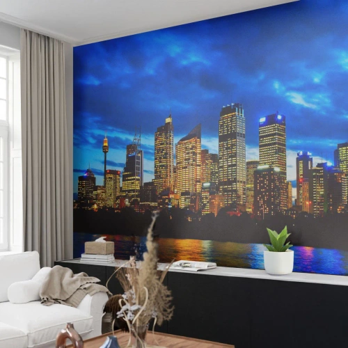 Tapet Premium Canvas - O noapte de lumini și culori - Oraș, Sydney, Arhitectură - 450x315 cm