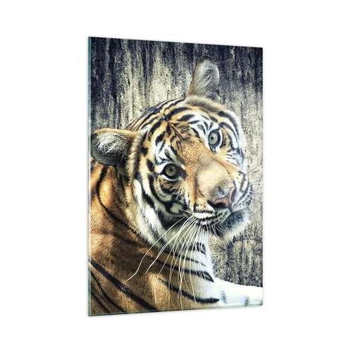 Tablou pe sticlă - Portret în fluxuri de lumină - 50x70 cm