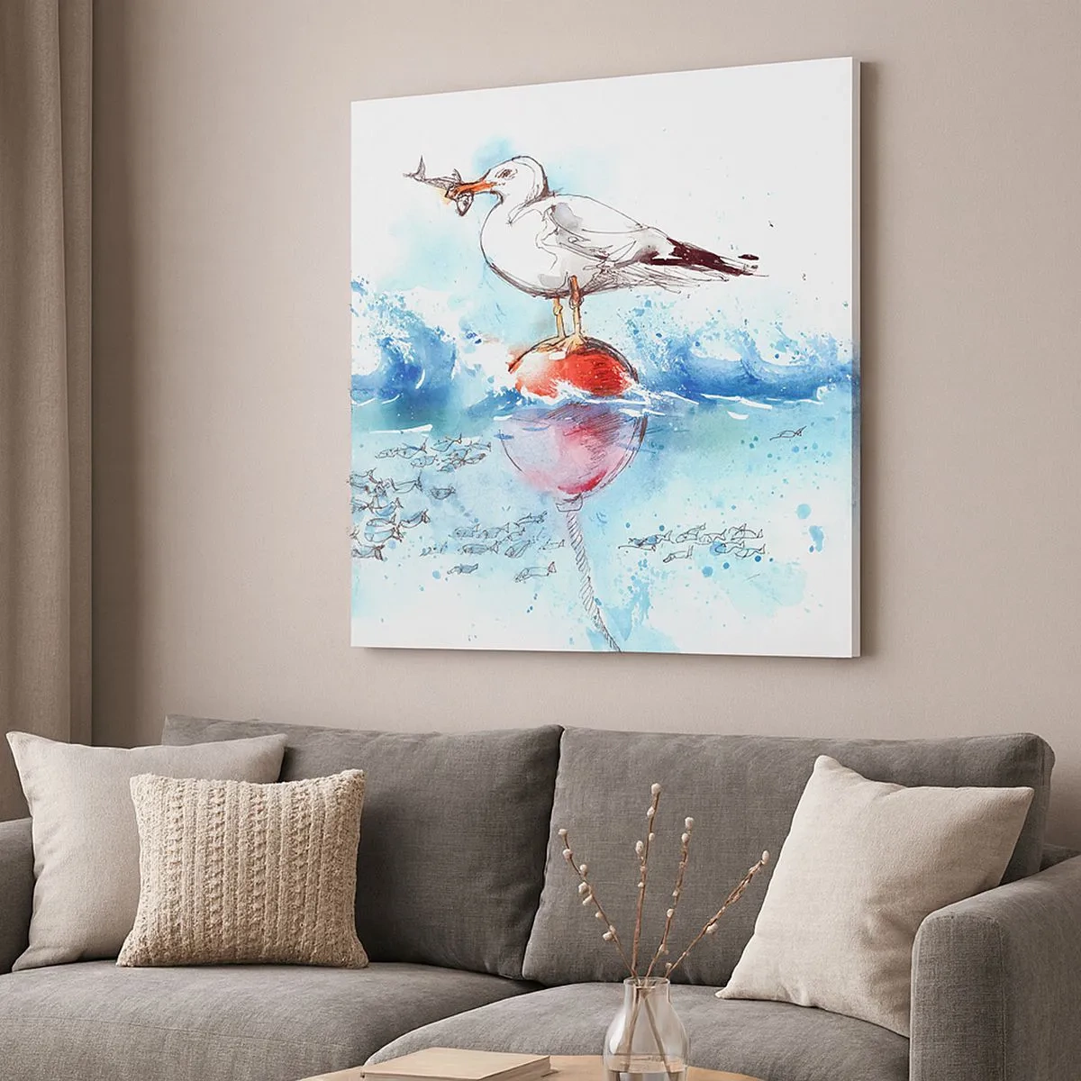 Tablou pe pânză - Pescuit de succes - 30x30 cm