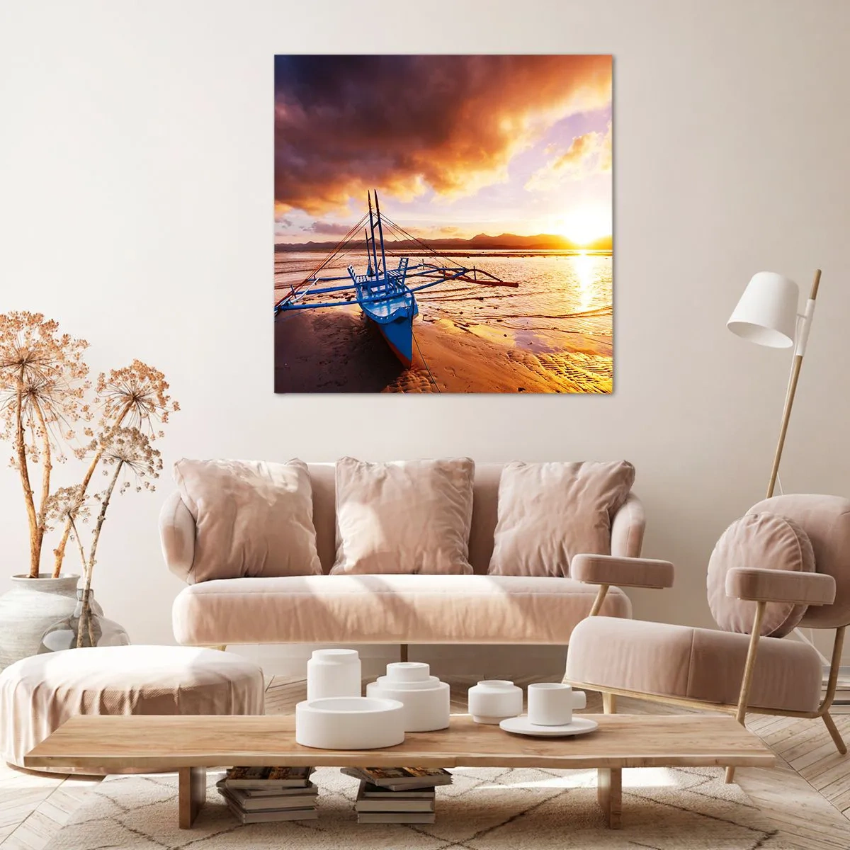 Tablou pe pânză - După o zi lungă, întindeți-vă pe nisip - 70x70 cm