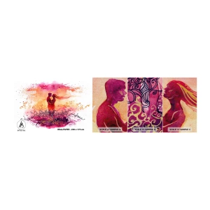Mostră tapet Premium Canvas - De o singură inimă! Am nevoie de atât de puțin.. - Abstracția, Un cuplu de îndrăgostiți, Pup - 100x30 cm