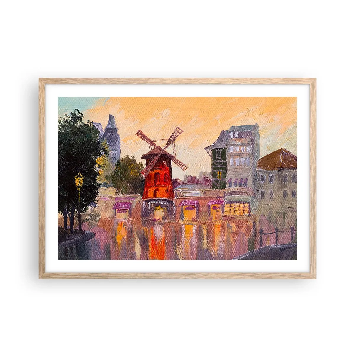 Poster în ramă de stejar deschis - Icoane pariziene - Moulin Rouge - 70x50 cm