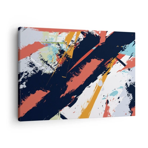 Tablou pe pânză Canvas - Pensule abstracte în culori vibrante - 70x50cm - Compoziție dinamică - Decorațiune modernă pentru perete pentru living și dormitor ARTTOR