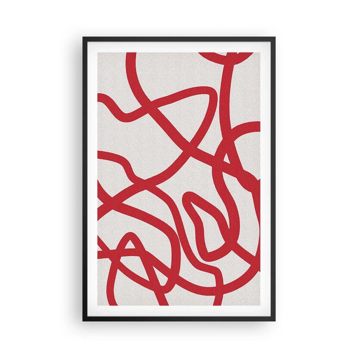 Poster în ramă neagră - Roșu pe alb - 61x91 cm