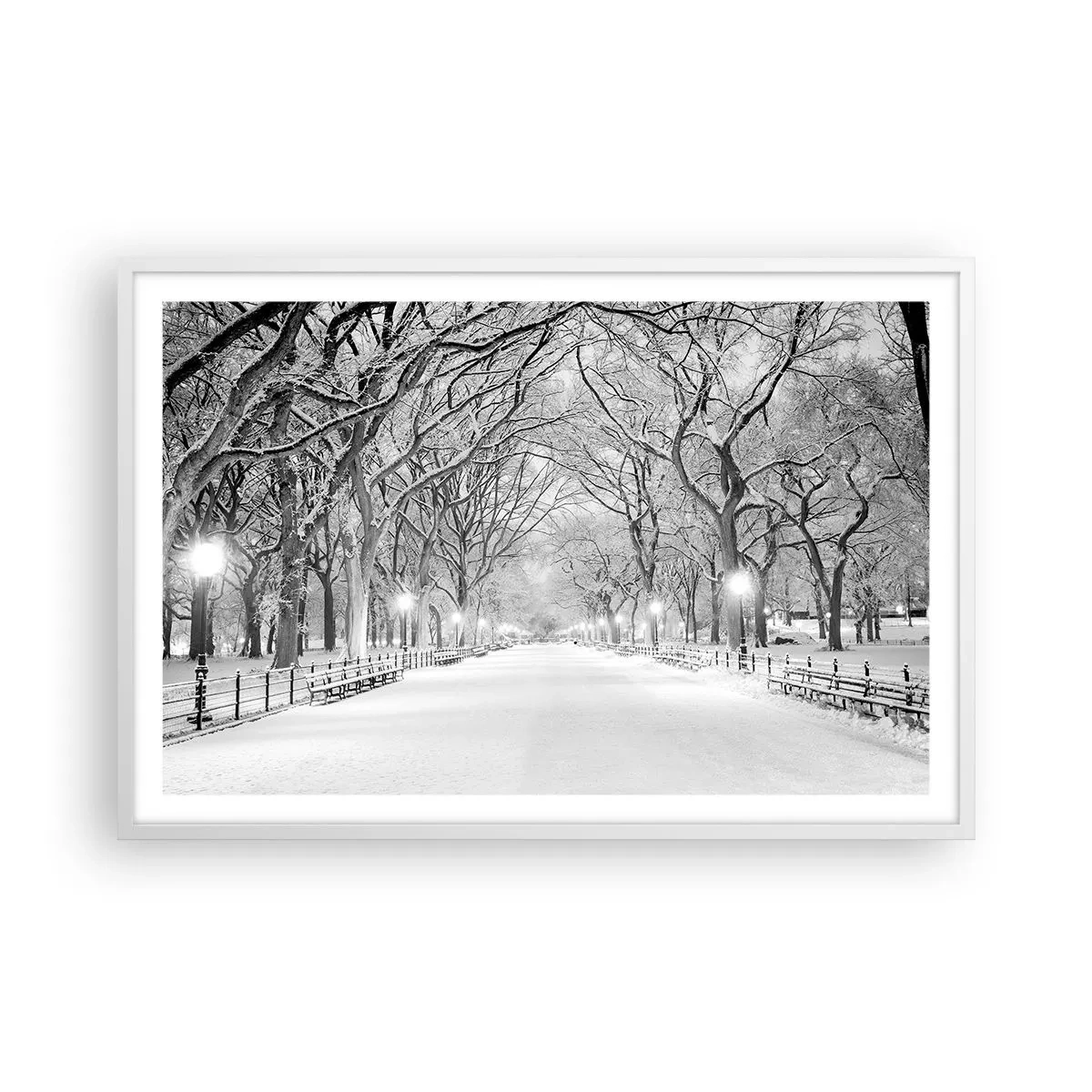 Poster în ramă albă - Cele patru anotimpuri – iarna - 91x61 cm