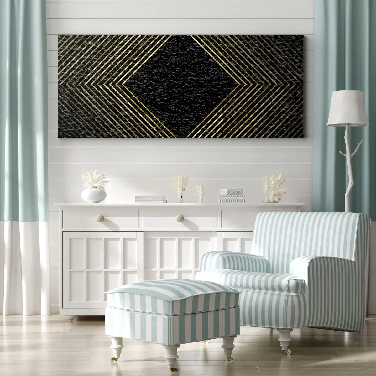 Tablou pe pânză - Geometrie în stil glamour - 100x40 cm