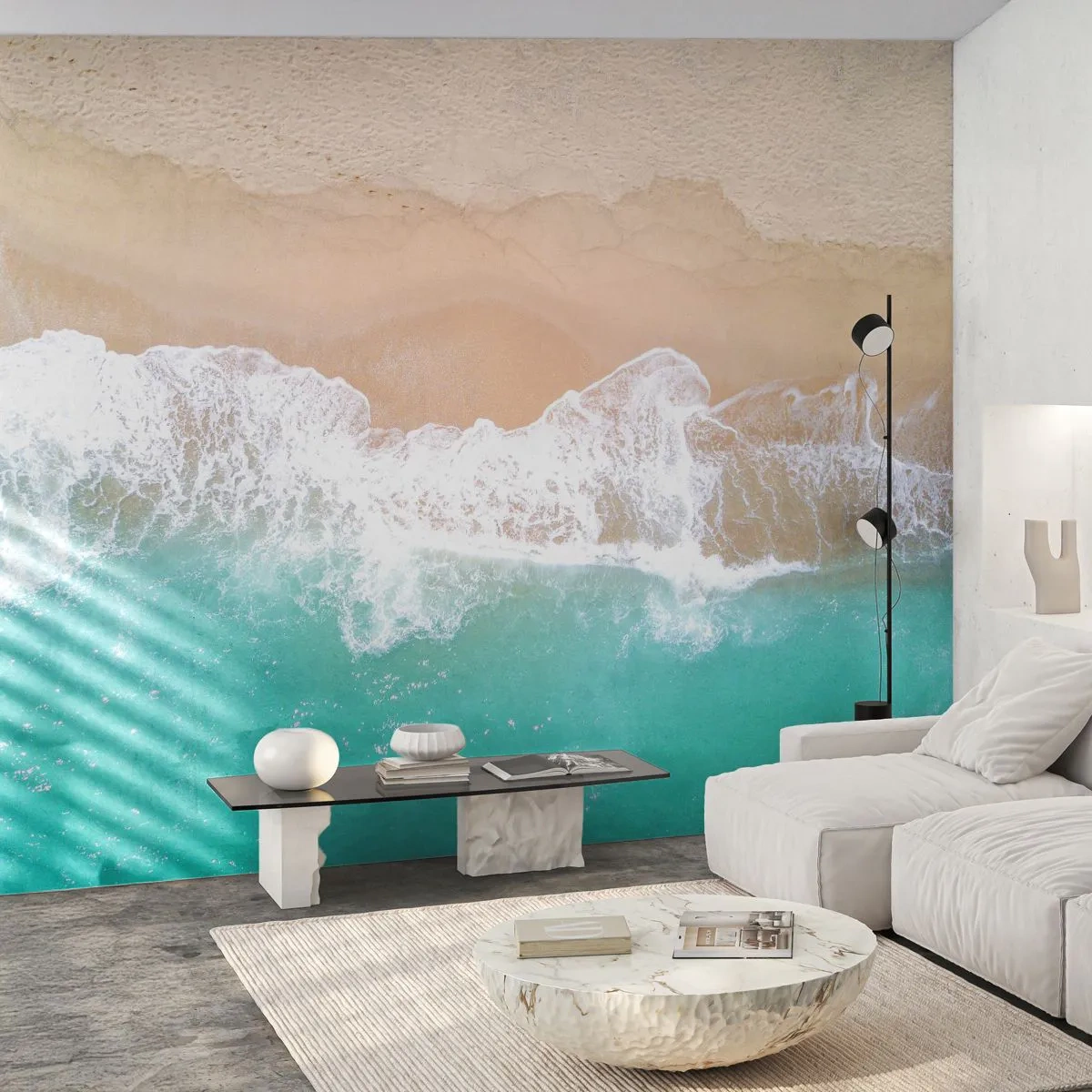Tapet Premium Canvas - Atingere mângâietoare - Peisaj, Valul mării, plajă - 250x175 cm