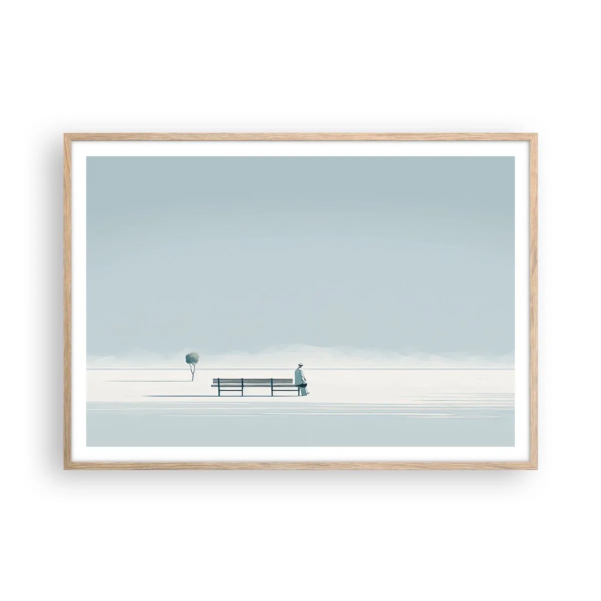 Poster în ramă de stejar deschis - Da, aștept. - 100x70 cm