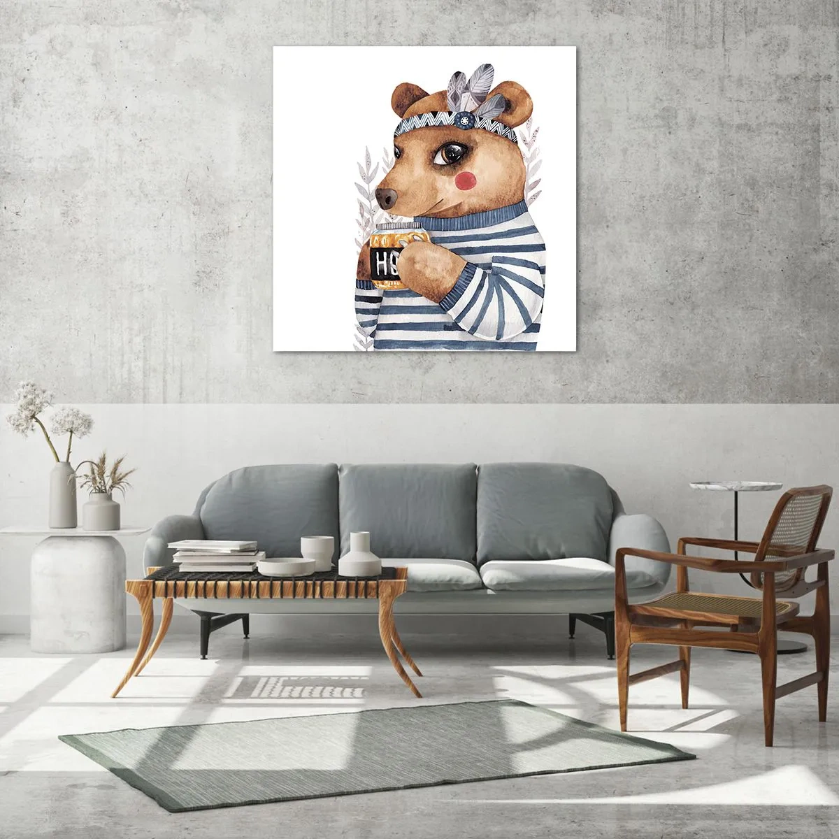 Tablou pe sticlă - Ursoaică dulce - 70x70 cm