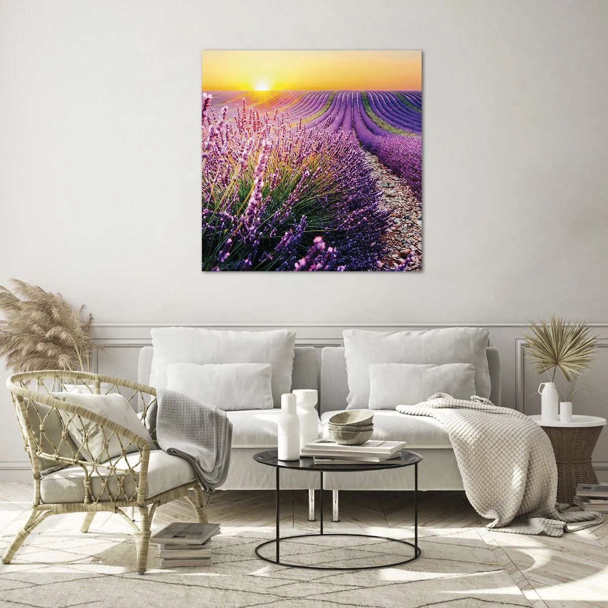 Tablou pe sticlă - Câmpul parfumat - 70x70 cm