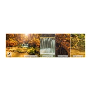 Mostră tapet Premium Sand - Cascadă de pădure în aur - Peisaj, Cascadă, Tailanda - 100x30 cm