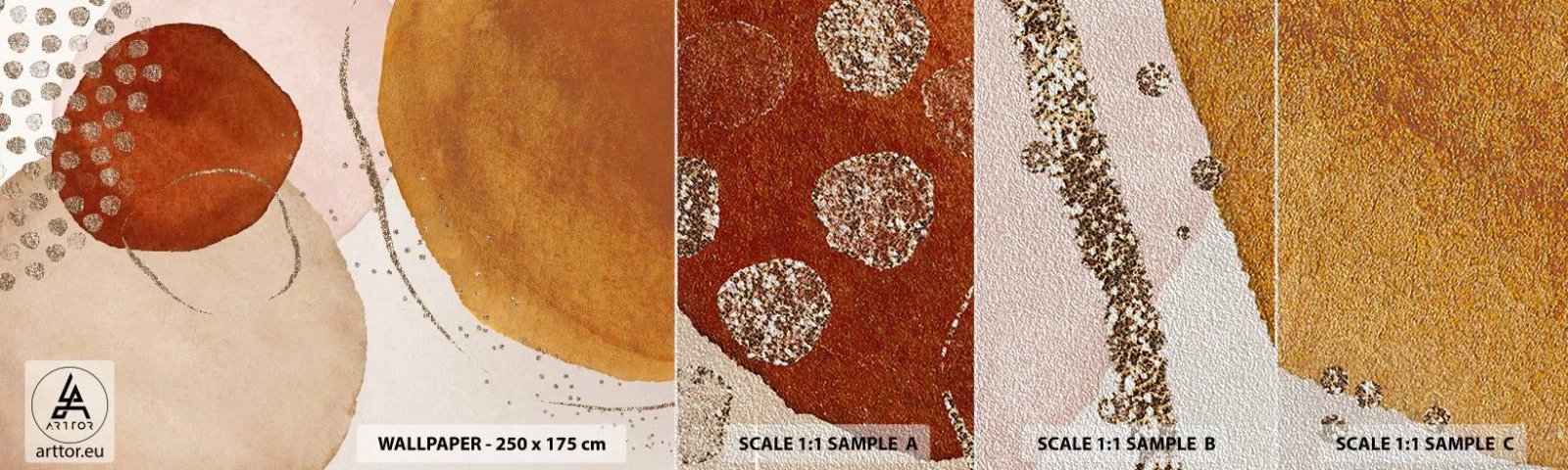Mostră tapet Premium Sand - Rotunjime și mișcare - Abstracția, Bucată, Model modern - 100x30 cm
