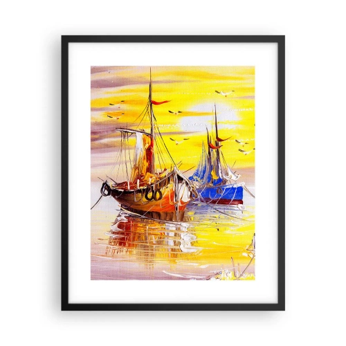 Poster în ramă neagră - O binemeritată odihnă în port - 40x50 cm