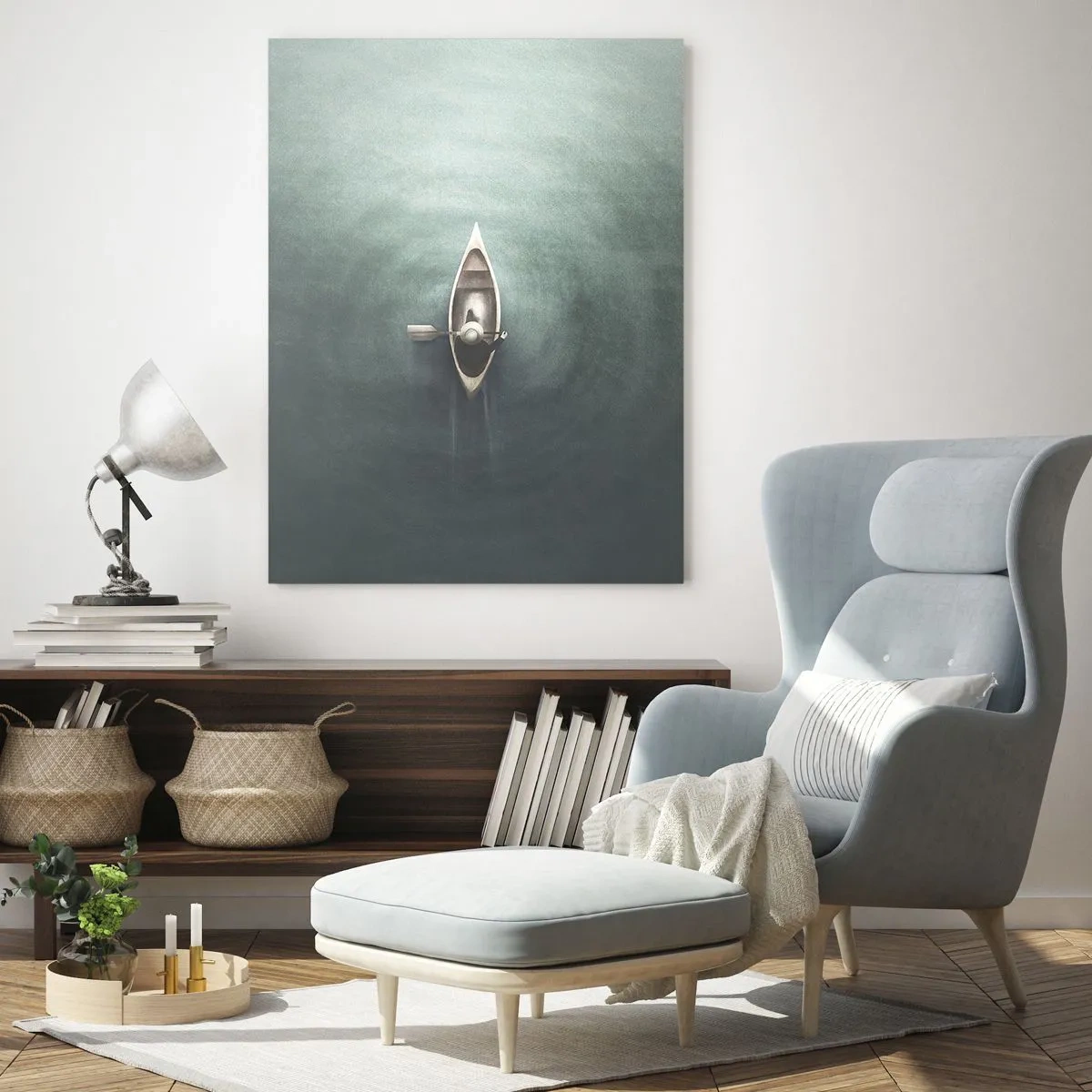 Tablou pe sticlă - Peste lacul luminat de lună - 50x70 cm