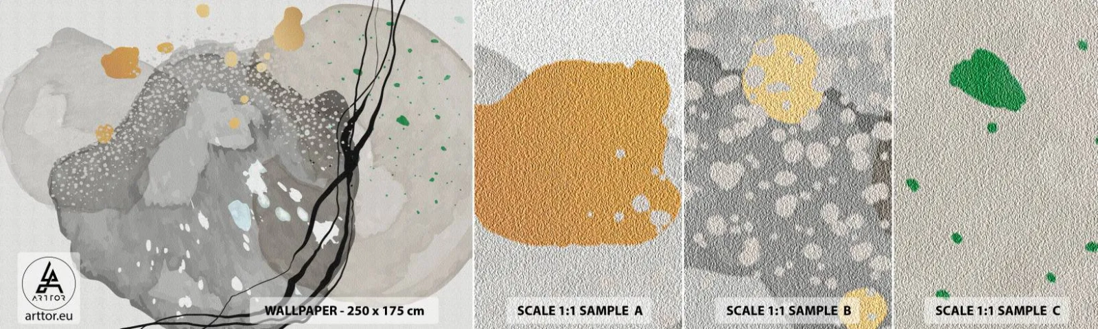 Mostră tapet autocolant Deluxe Sticker - Compoziție organică - Abstracția, Blots, A picta - 100x30 cm