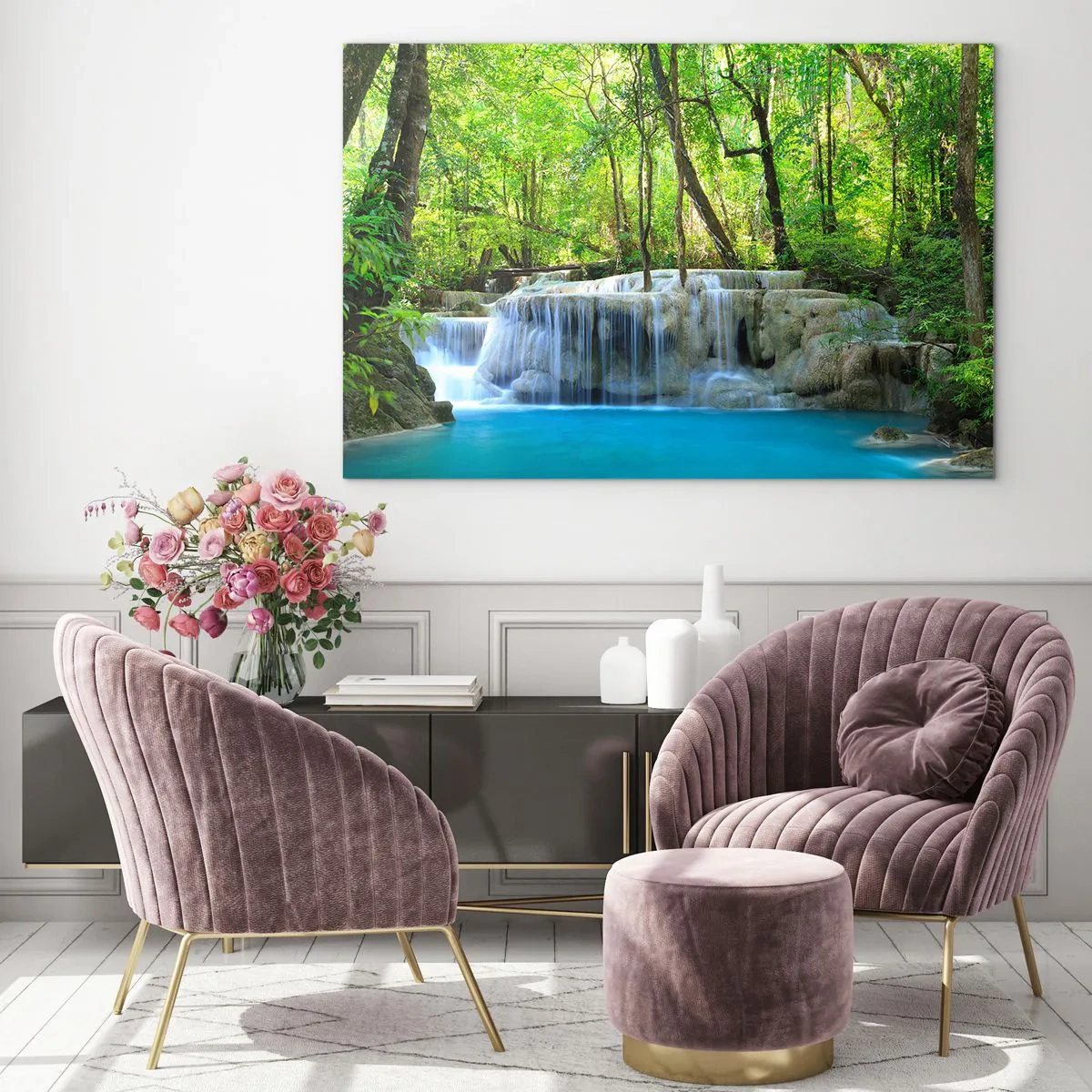 Tablou pe sticlă - Scufundat în turcoaz și verde - 100x70 cm