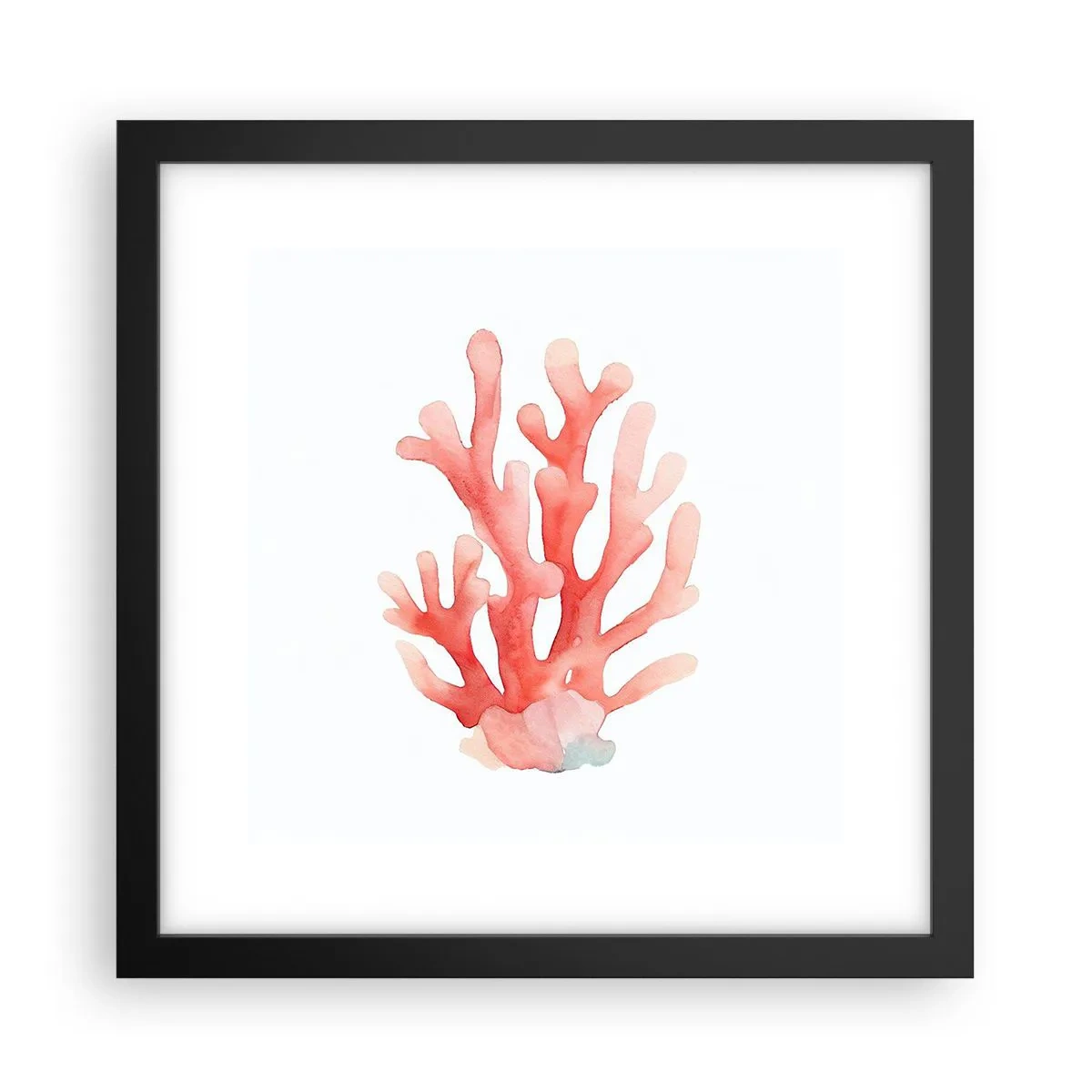 Poster în ramă neagră - Culoare de coral - 30x30 cm