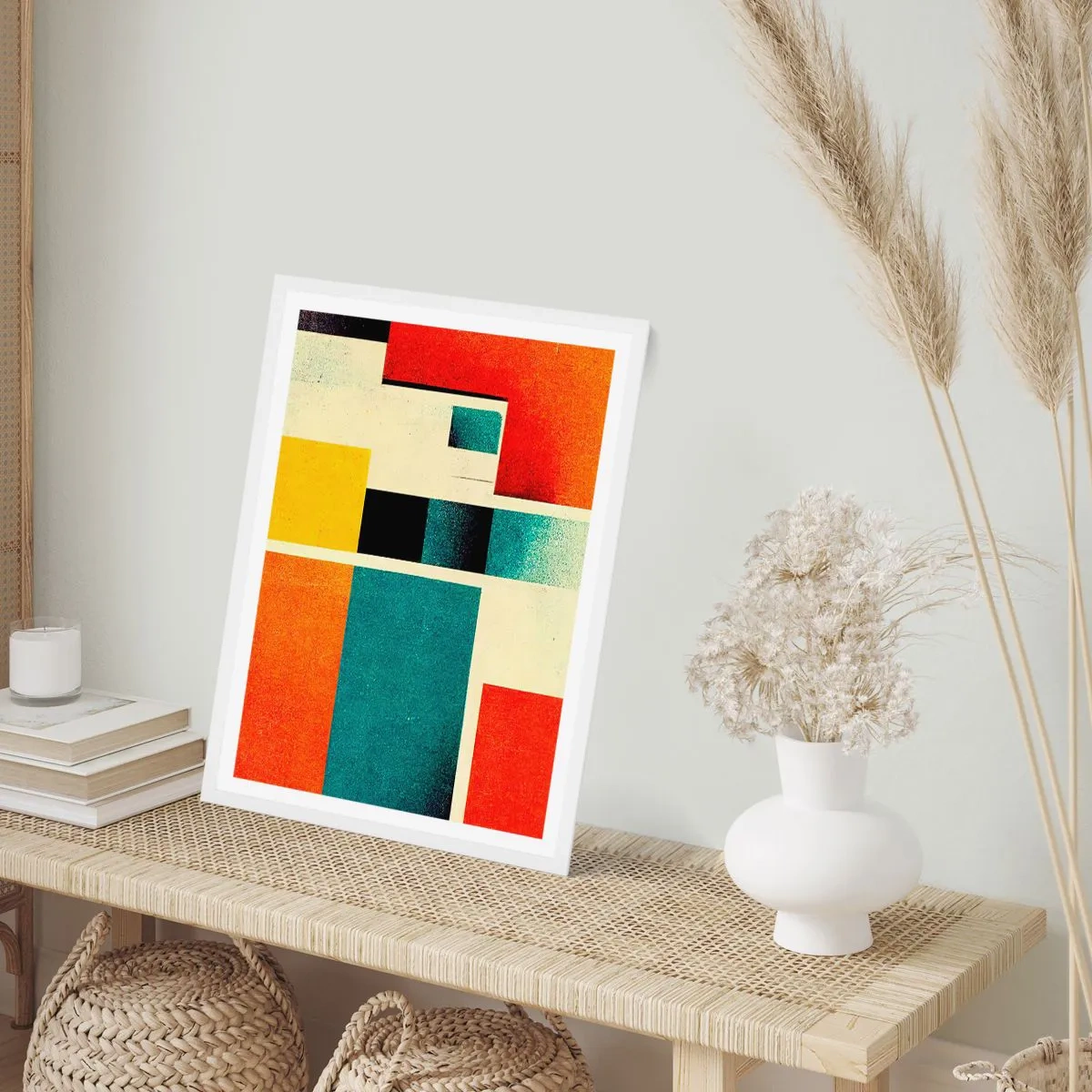 Poster în ramă albă - Abstracție geometrică - energie bună - 61x91 cm