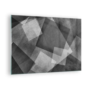 Tablou pe sticlă - Abstracție geometrică în nuanțe de negru, alb și gri - 70x50cm - Un simbol etern al permanenței și al ordinii - Decorațiune modernă pentru perete pentru living și dormitor ARTTOR
