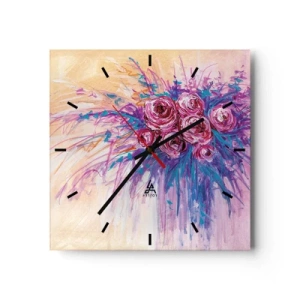 Ceas de perete - Ceas pe sticlă - Fântână de trandafiri - 30x30 cm