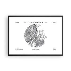 Poster în ramă neagră - Anatomia Copenhagăi - 70x50 cm