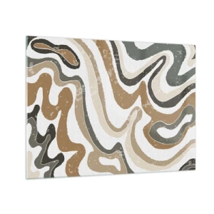 Tablou pe sticlă - Model abstract în culori pământii - 70x50cm - Meandrele culorilor pământului - Decorațiune modernă pentru perete pentru living și dormitor ARTTOR