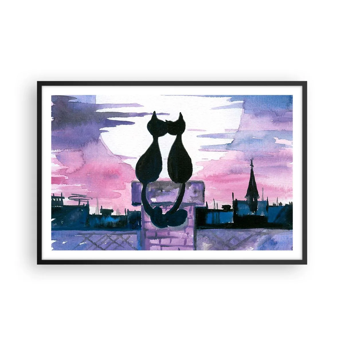 Poster în ramă neagră - Rendez-vous sub lună - 91x61 cm