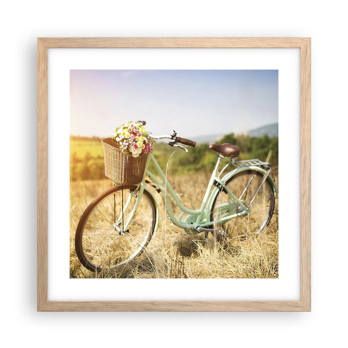 Poster în ramă de stejar deschis - Mă odihnesc aici un pic - 40x40 cm