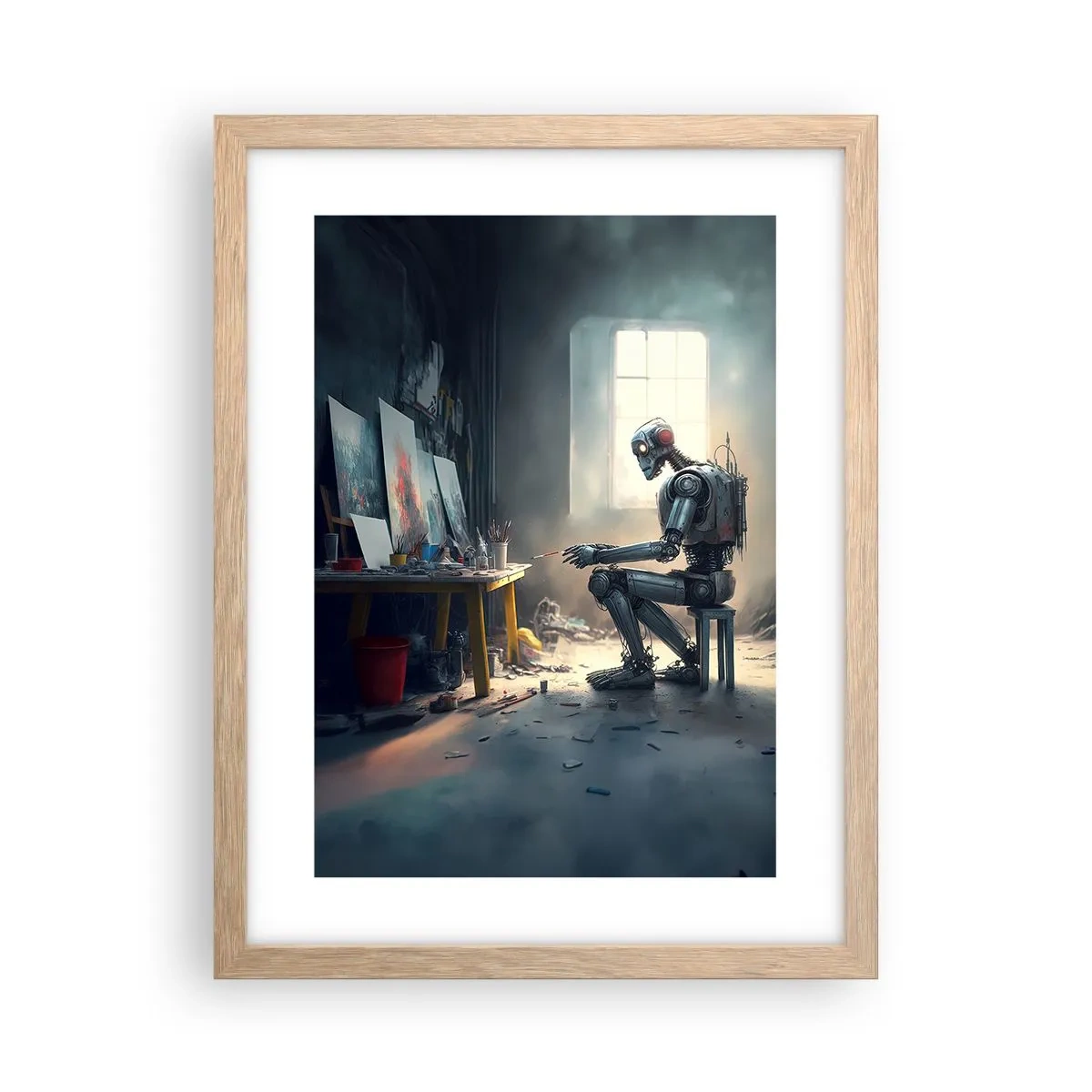 Poster în ramă de stejar deschis - Actul de creație - 30x40 cm