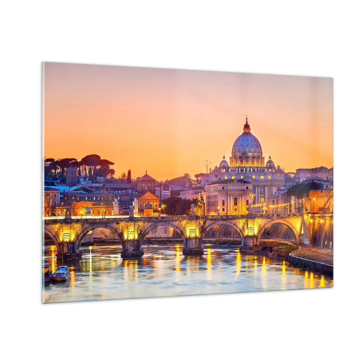 Tablou pe sticlă - Amurg deasupra Orașului Etern - 100x70 cm