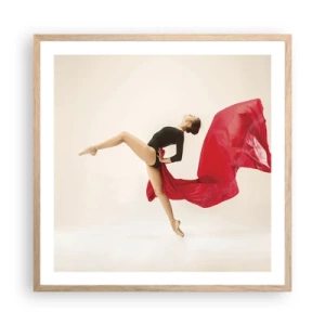 Poster în ramă de stejar deschis - Roșu și negru - 60x60 cm