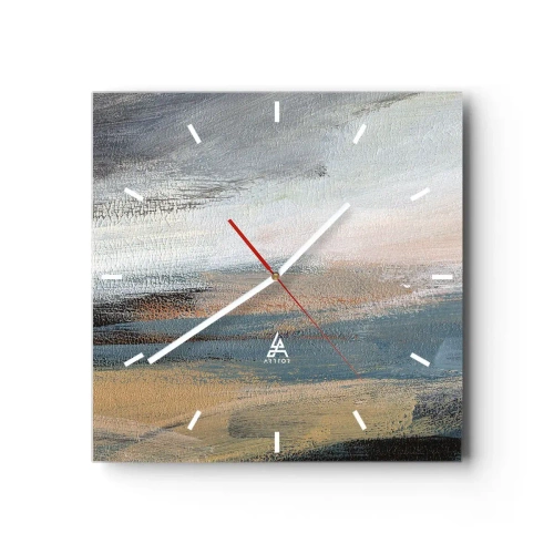Ceas de perete - Ceas pe sticlă - Abstracție: peisaj nordic - 30x30 cm