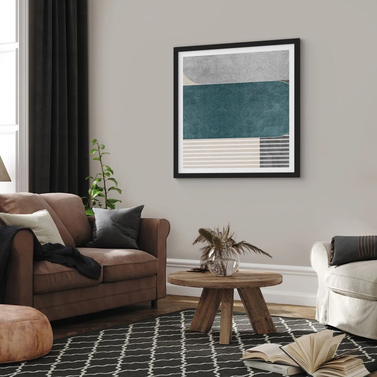 Poster în ramă neagră - Compoziție de nivel - 50x50 cm