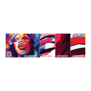 Mostră tapet autocolant Deluxe Sticker - Cântă toată viața - Cântăreaţă, Abstracția, Portretul unei femei - 100x30 cm