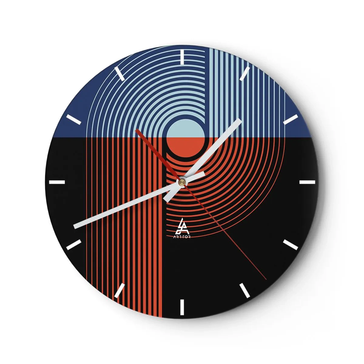 Ceas de perete - Ceas pe sticlă - Într-o îmbrăţişare geometrică - 40x40 cm