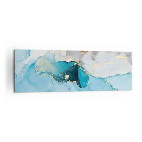 Tablou pe pânză - Un studiu al întâlnirii dintre gri și turcoaz - 160x50 cm