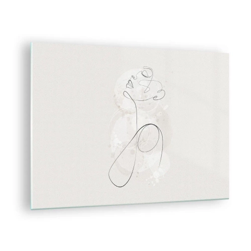 Tablou pe sticlă - Portret abstract în nuanțe de alb - 70x50cm - Spirala frumuseții - Decorațiune modernă pentru perete pentru living și dormitor ARTTOR